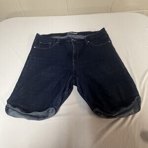 Levi’s Blue Dark Wash Cotton Blend Classic Denim Bermuda Womens Shorts Size 18W